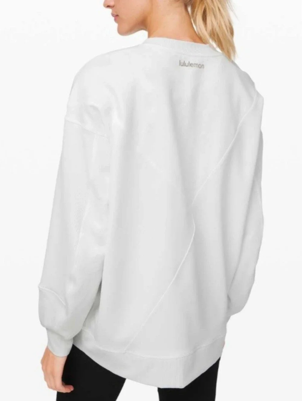 Lululemon Perfectly Oversized Crew Sweatshirt White Rose Gold Logo W3CQAS